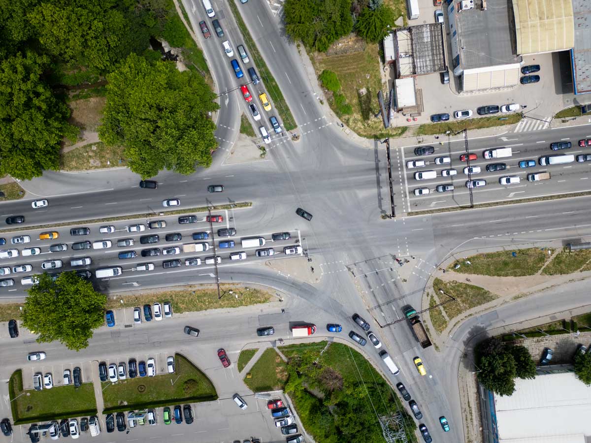 traffic jam aerial view