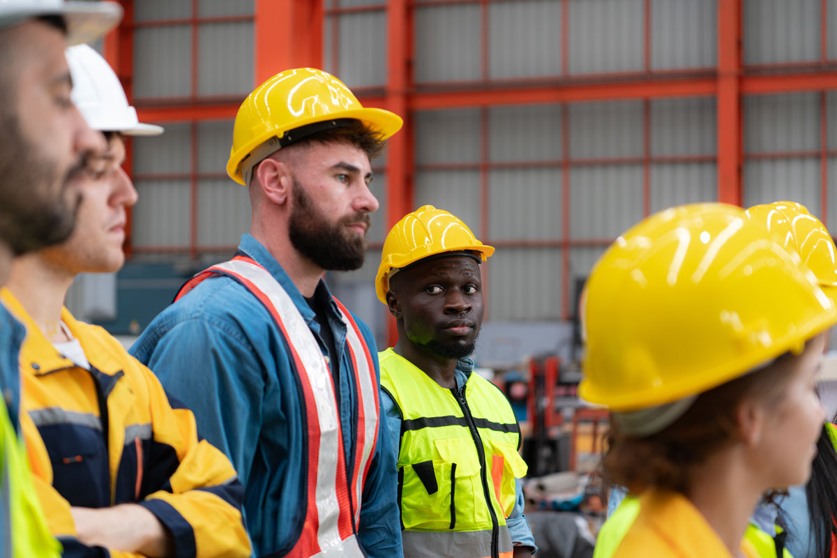 Workers receiving safety training